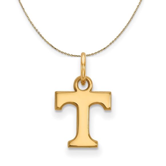 14k Yellow Gold U. of Tennessee XS (Tiny) Initial T Necklace - 18 Inch - Picture 1 of 7